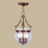 Livex 5041 - 70 3 Light Convertible Chain Hang/Ceiling Mount In Vintage Bronze With Clear Water Glass - Eva Essentials